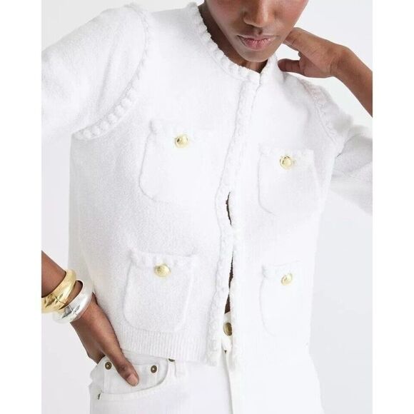 NWT J Crew Odette sweater lady jacket in cotton-blend bouclé XL - Picture 1 of 12